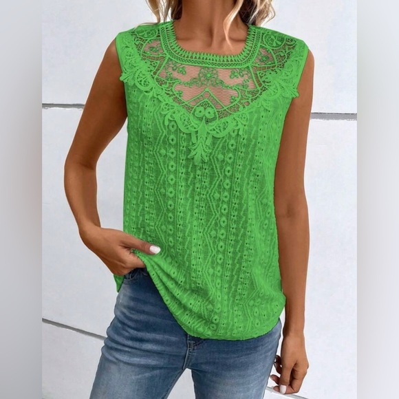 Boho green lace top - Picture 4 of 16